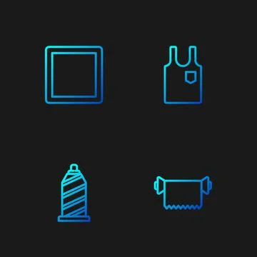 Set line Textile fabric roll, Sewing thread, Pattern and Sleeveless T-shirt.  Stock Illustration