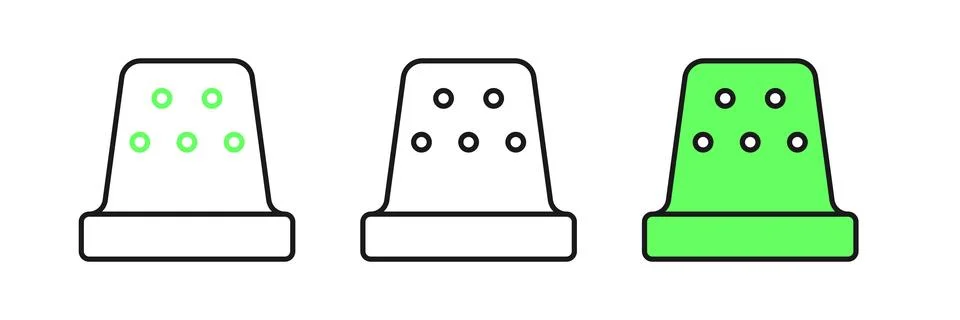 Set line Thimble for sewing icon isolated on white background.  Vector Stock Illustration