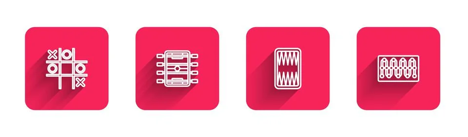 Set line Tic tac toe game, Hockey table, Backgammon board and Board with long Stock Illustration