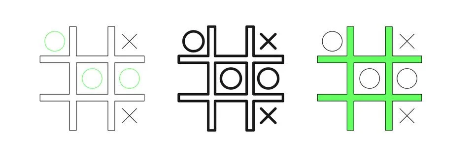 Set line Tic tac toe game icon isolated on white background.  Vector Stock Illustration