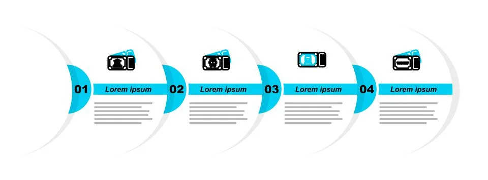 Set line Ticket, Train ticket, Bus and Museum icon. Vector Stock Illustration