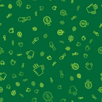 Set line Tie, Coffee cup and Time is money on seamless pattern. Vector イラスト素材