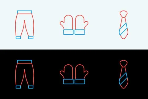 Set line Tie, Pants and Christmas mittens icon. Vector Stock-Illustration