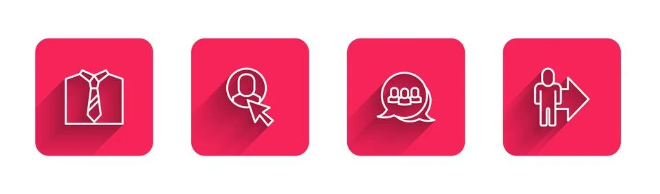 Set line Tie Worker Project team base and Leader of of executives with long s Stock Illustration
