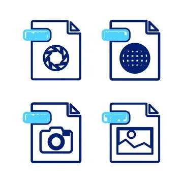 Set line TIFF file document, RAW, HTML and icon. Vector Stock Illustration
