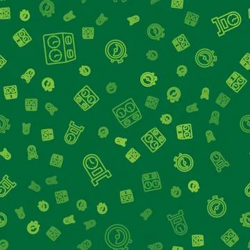 Set line Time chess clock, Antique and Stopwatch on seamless pattern. Vector Ilustración de archivo