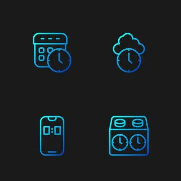 Set line Time chess clock, Alarm app mobile, Calendar and and Clock. Gradie.. Stock Illustration