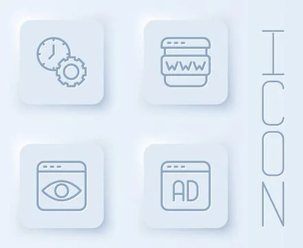 Set line Time management, Browser window, Personal information collection and 스톡 일러스트