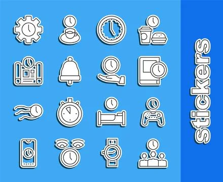 Set line Time Management, Gamepad of time, for book, Clock, Ringing bell, P.. 스톡 일러스트
