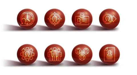 Set line Time Management, Human with gear, Create account screen, Project team Illustrazione stock