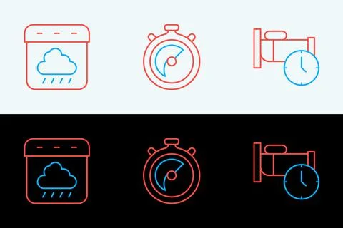 Set line Time to sleep, Calendar autumn and Stopwatch icon. Vector Stock Illustration