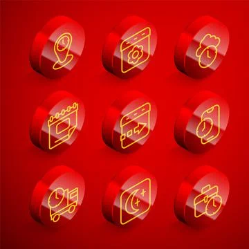 Set line Time zone clocks, Calendar spring, Clock, flies the, Alarm app mobile Illustrazione stock