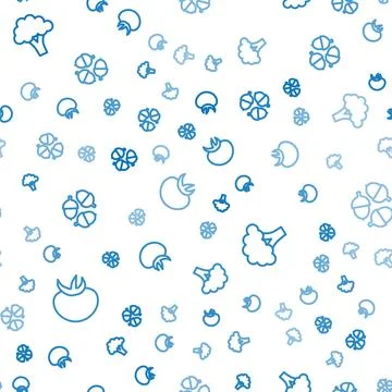 Set line Tomato, Broccoli and Acorn on seamless pattern. Vector イラスト素材