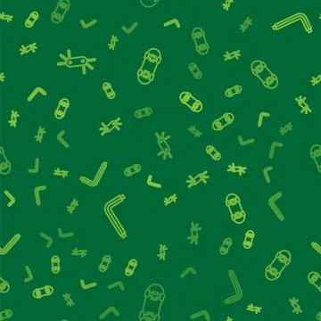 Set line Tool allen keys, and Skateboard on seamless pattern. Vector Stock Illustration