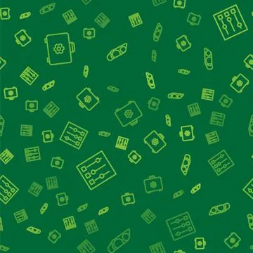 Set line Toolbox, Car settings and headlight on seamless pattern. Vector Stock Illustration