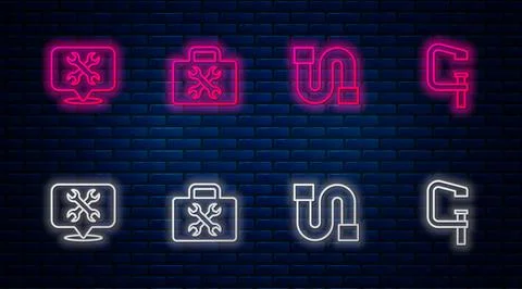 Set line Toolbox, Industry pipe, Location with wrench and Clamp and screw tool Stock Illustration