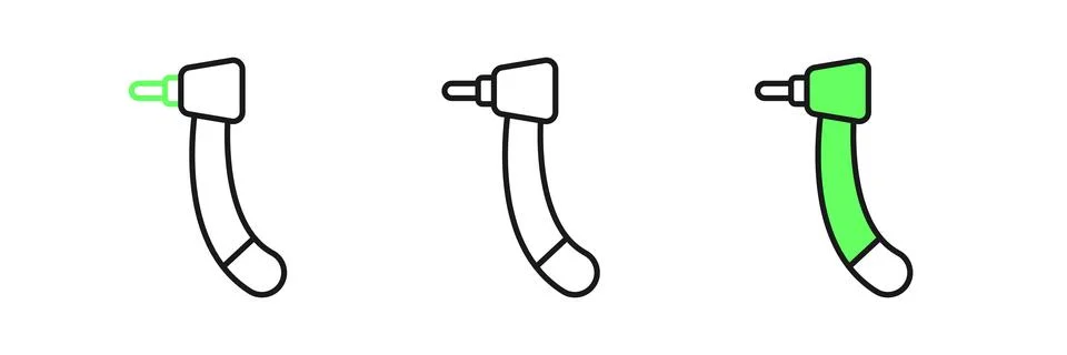 Set line Tooth drill icon isolated on white background. Dental handpiece fo.. Stock Illustration