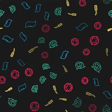 Set line Toothpaste, , Dental explorer scaler and whitening on seamless pattern Illustrazione stock