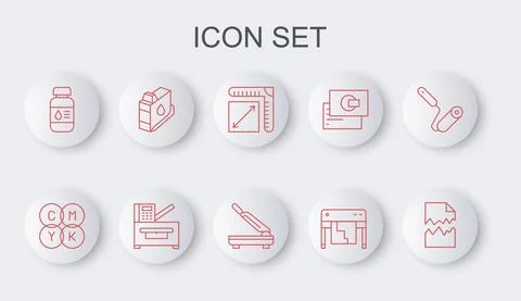 Set line Torn document, CMYK color mixing, Paper size, Plotter, Printer ink 스톡 일러스트