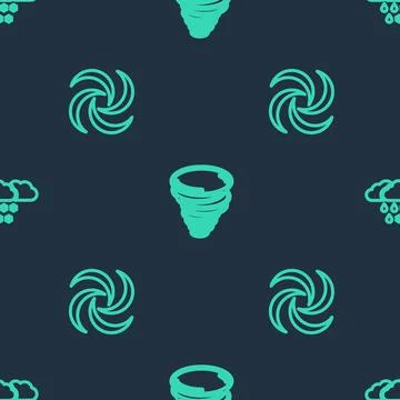 Set line Tornado,  and Cloud with snow and rain on seamless pattern. Vector Stockillustratie