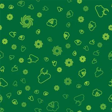 Set line Tornado, Cloud with moon and Storm warning on seamless pattern. Vector Stock Illustration