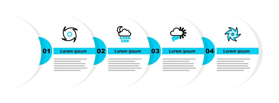 Set line Tornado, Cloudy with snow, snow, rain, moon and icon. Vector Stock Illustration