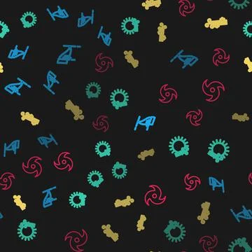 Set line Tornado, Wind and sun, snow and on seamless pattern. Vector Stock Illustration