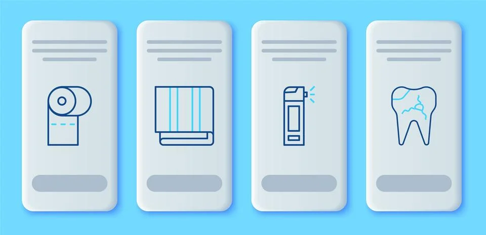 Set line Towel stack, Bottle with nozzle spray, Toilet paper roll and Broken Stock Illustration