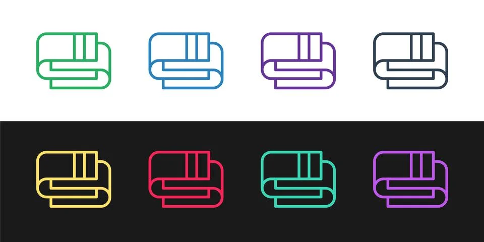 Set line Towel stack icon isolated on black and white background. Vector 스톡 일러스트
