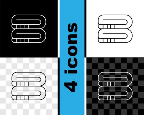 Set line Towel stack icon isolated on black and white, transparent background Stock Illustration