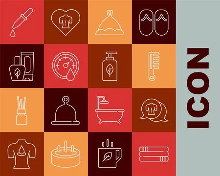 Set line Towel stack, Massage, Hairbrush, Sauna hat, thermometer, Ointment cr イラスト素材