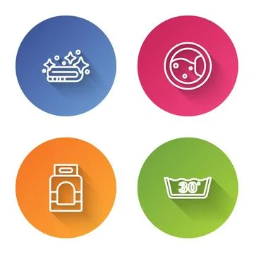 Set line Towel stack, Washer, Laundry detergent and Temperature wash. Color 스톡 일러스트