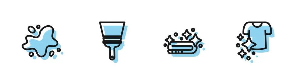 Set line Towel stack, Water spill, Rubber cleaner for windows and Drying cl.. イラスト素材
