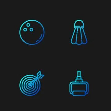 Set line TPX loop training equipment, Target with arrow, Bowling ball and Stock Illustration