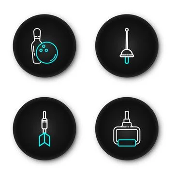 Set line TPX loop training equipment, Dart arrow, Fencing and Bowling pin a.. Stock Illustration