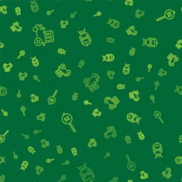 Set line Tractor, Speed limit traffic and Train and railway on seamless pattern Stock Illustration