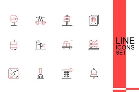 Set line Train station bell, Online ticket booking, Arrow for switching the.. Stock Illustration