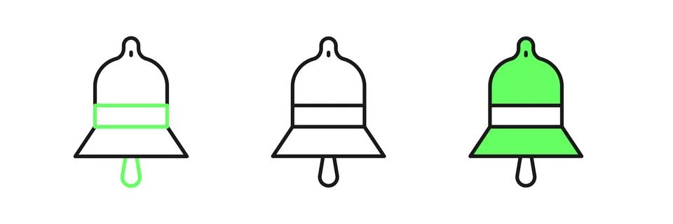 Set line Train station bell icon isolated on white background.  Vector Illustrazione stock