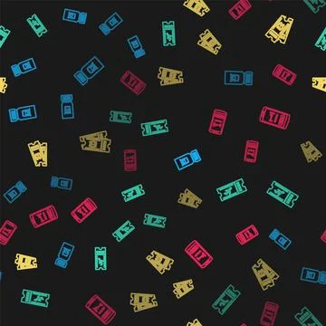 Set line Train ticket, Airline, Bus and Online hotel booking on seamless pattern Stock Illustration