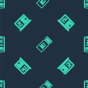 Set line Train ticket, Laptop with and Mobile on seamless pattern. Vector Stock Illustration