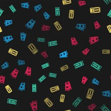 Set line Train ticket, Ticket,  and Airline on seamless pattern. Vector イラスト素材