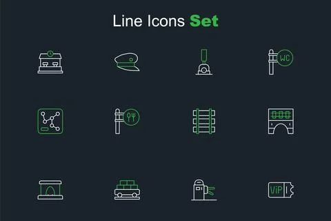 Set line Train ticket, Turnstile, Cargo train wagon, Railway tunnel, Bridge.. イラスト素材