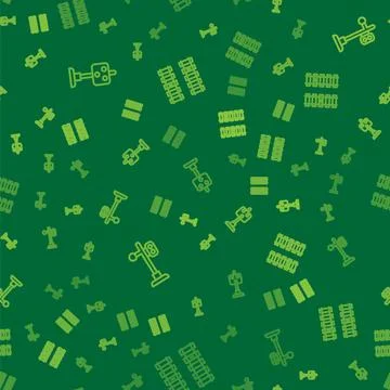 Set line Train traffic light, and Railway, railroad track on seamless pattern イラスト素材