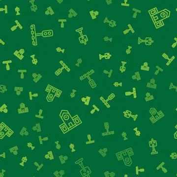 Set line Train traffic light, Railway station and  on seamless pattern. Vecto イラスト素材