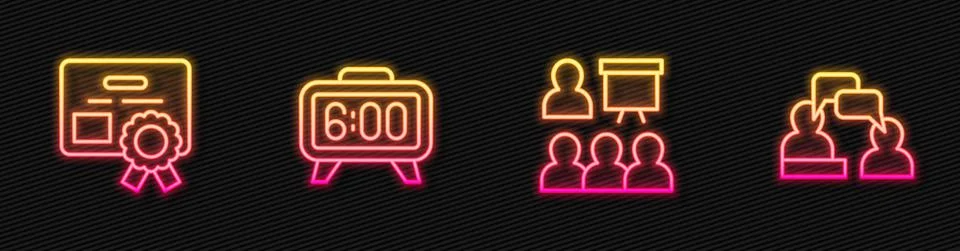 Set line Training, presentation, Certificate template, Digital alarm clock and Stock Illustration