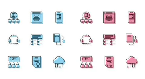 Set line Training, presentation, Certificate template, Computer network, Ne.. イラスト素材