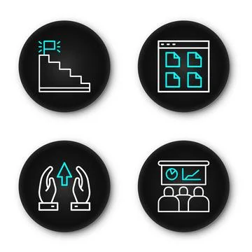 Set line Training, presentation, Growth chart and progress, Browser files a.. Stock Illustration