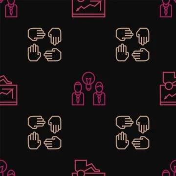 Set line Training, presentation, Project team base and People with lamp bulb on Stock Illustration