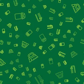 Set line Trash can, Brush for cleaning and Shower on seamless pattern. Vector イラスト素材