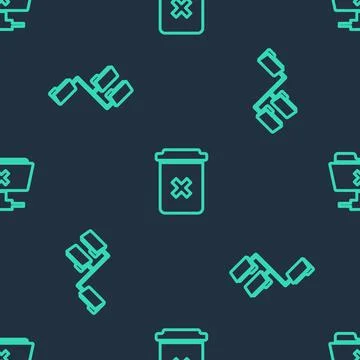 Set line Trash can, Folder tree and FTP cancel operation on seamless pattern 스톡 일러스트